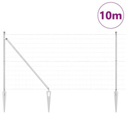 Clôture Euro avec 7 poteaux pointus, 1,4 x 10 m, en acier galvanisé 