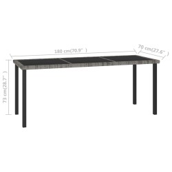 Table à dîner de jardin Gris 180x70x73 cm Résine tressée 