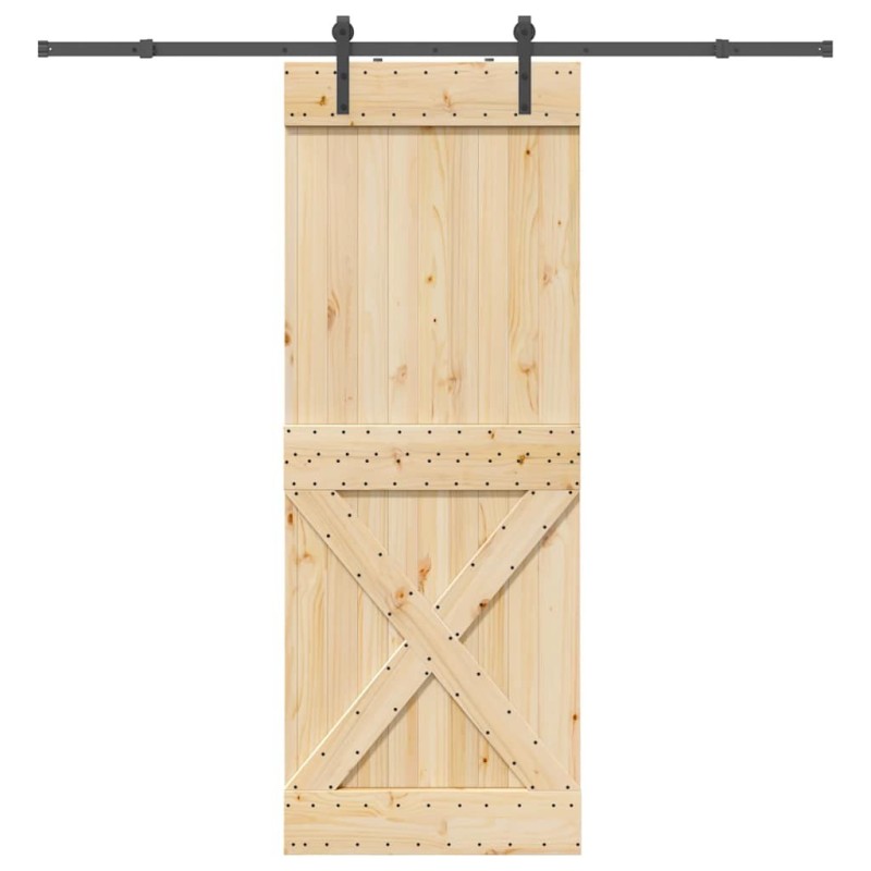 Porte coulissante et kit de quincaillerie 85x210 cm pin massif 