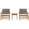 Chaises de jardin avec table 3 pcs Gris Bois massif Acacia 