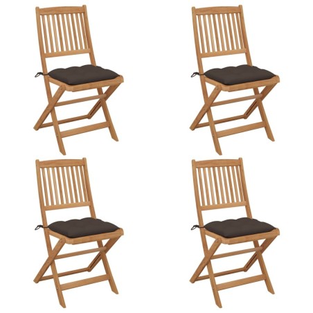 Chaises pliables de jardin lot de 4 avec coussins Bois d'acacia 