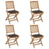 Chaises pliables de jardin lot de 4 avec coussins Bois d'acacia 