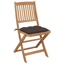 Chaises pliables de jardin lot de 4 avec coussins Bois d'acacia 