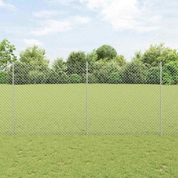 Clôture enchaînée avec 20 poteaux en U Argent 1,5x10 m Acier 