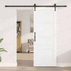 Porte coulissante avec le kit de quincaillerie 'ORKDAL'en pin blanc costaud 