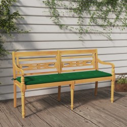 Banc Batavia avec coussin vert 150 cm Bois de teck massif 