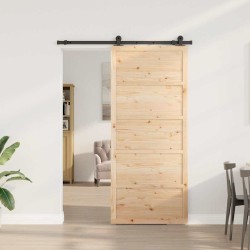 Porte coulissante Marron 80 x 208 cm Bois massif en pin 