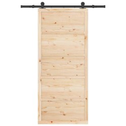 Porte coulissante Marron 80 x 208 cm Bois massif en pin 