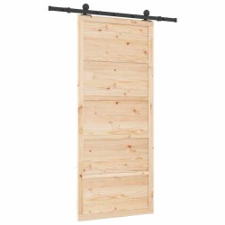Porte coulissante Marron 80 x 208 cm Bois massif en pin 