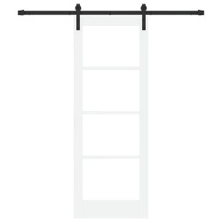 Porte coulissante avec ensemble de quincaillerie 'ORKDAL'Bois massif blanc et verre 