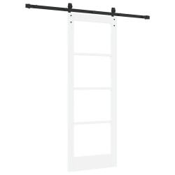 Porte coulissante avec ensemble de quincaillerie 'ORKDAL'Bois massif blanc et verre 
