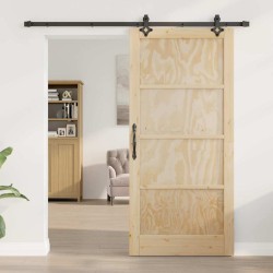 Porte coulissante avec kit de montage 93x202 cm Bois massif en pin 