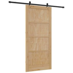 Porte coulissante avec kit de montage 93x202 cm Bois massif en pin 