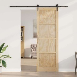 Porte Coulissante avec Quincaillerie 78x232 cm en Bois de Pin Massif 