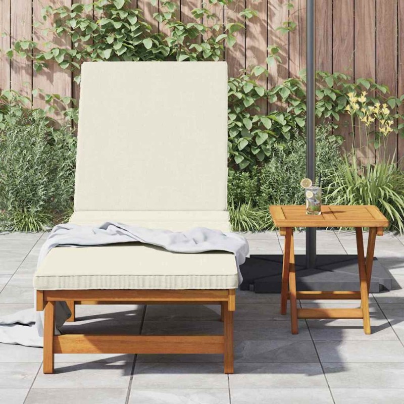 Transat sur roues avec une table et un coussin en acacia solide 
