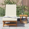 Transat sur roues avec une table et un coussin en acacia solide 