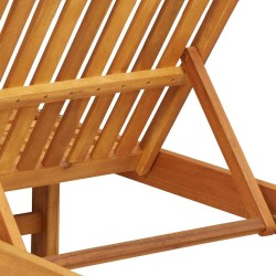 Transat sur roues avec une table et un coussin en acacia solide 