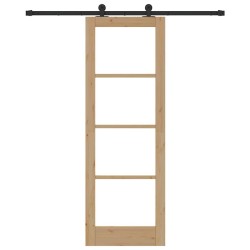 Porte coulissante avec kit matériel 'ORKDAL'en bois massif & verre 