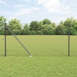 Clôture en fil soudé avec 13 poteaux pointus Gris 1,4x25 m Acier 