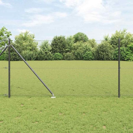 Clôture en fil soudé avec 13 poteaux pointus Gris 1,4x25 m Acier 