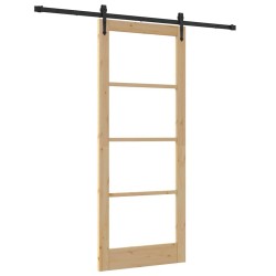 Porte coulissante avec ensemble de quincaillerie 86x211 cm en bois massif de pin 