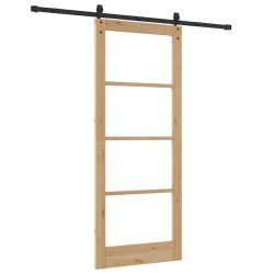 Porte coulissante avec ensemble de quincaillerie 86x211 cm en bois massif de pin 