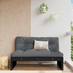 Canapé central 120x80 cm noir bois de pin massif 