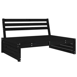 Canapé central 120x80 cm noir bois de pin massif 