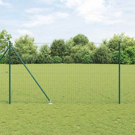 Clôture Euro avec 7 poteaux en piquet 1,6 x 10 m en acier galvanisé vert 