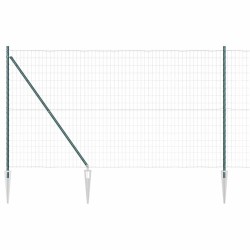 Clôture Euro avec 7 poteaux en piquet 1,6 x 10 m en acier galvanisé vert 