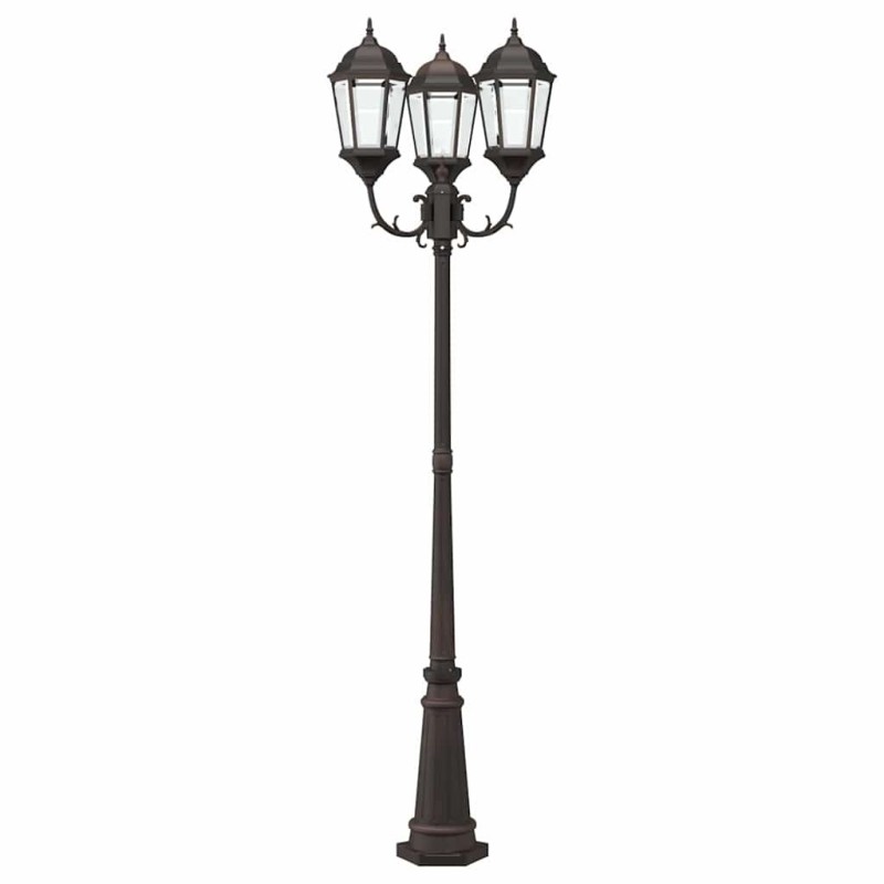 Poteau de lumière de jardin 3 lampes E27 Bronze 235 cm Aluminium 