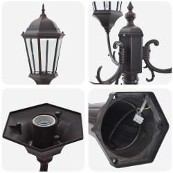 Poteau de lumière de jardin 3 lampes E27 Bronze 235 cm Aluminium 