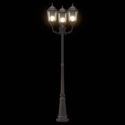 Poteau de lumière de jardin 3 lampes E27 Bronze 235 cm Aluminium 