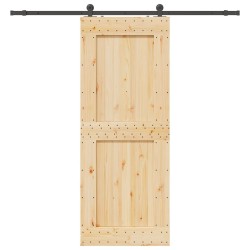 Porte coulissante et kit de quincaillerie 90x210 cm pin massif 