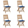 Chaises pliables de jardin lot de 4 avec coussins Bois d'acacia 
