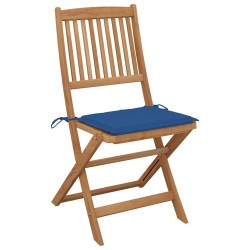 Chaises pliables de jardin lot de 4 avec coussins Bois d'acacia 