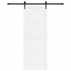 Porte Coulissante avec Ensemble de Quincaillerie Blanche 78x211 cm Bois Massif de Pin 