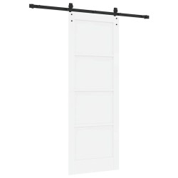 Porte Coulissante avec Ensemble de Quincaillerie Blanche 78x211 cm Bois Massif de Pin 