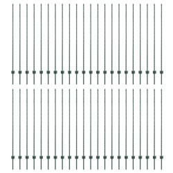 Poteaux de clôture argentés 44 pcs Vert 100 x 1.5 m Métal 