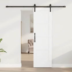 Porte Coulissante avec Kit de Quincaillerie Blanche 61x198,5 cm Bois Massif Pin 