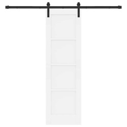Porte Coulissante avec Kit de Quincaillerie Blanche 61x198,5 cm Bois Massif Pin 