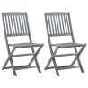 Chaises pliables d'extérieur lot de 2 et coussins Bois d'acacia 
