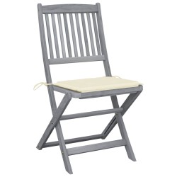 Chaises pliables d'extérieur lot de 2 et coussins Bois d'acacia 