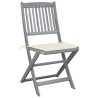 Chaises pliables d'extérieur lot de 2 et coussins Bois d'acacia 