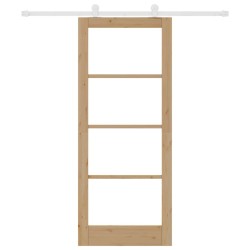 Porte coulissante avec kit de quincaillerie 'ORKDAL'en bois massif et verre 