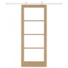 Porte coulissante avec kit de quincaillerie 'ORKDAL'en bois massif et verre 
