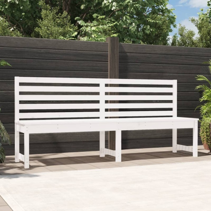 Banc de jardin blanc 201,5 cm bois massif de pin 