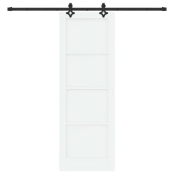Porte Coulissante avec Kit de Matériel 'ORKDAL'en Bois Massif Pin Blanc 