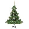 Sapin de Noël artificiel Nordmann avec LED et boules Vert 210cm 