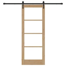 Ensemble de Porte Coulissante avec Matériel 78x202 cm en Bois Massif de Pin 